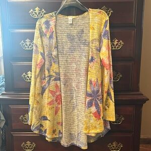 Yellow flowered light weight cardigan. Medium Never wore